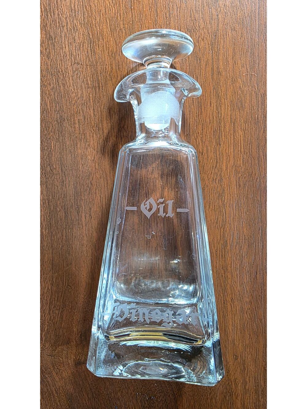 Vintage Etched glass Vinegar and oil cruet